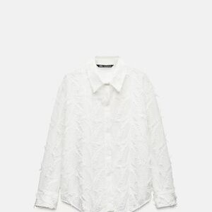 Zara White Feather Textured Blouse Brand New w Tag